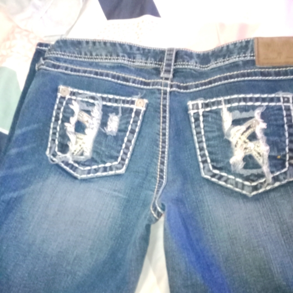 Amethyst Distressed Jeweled Jeans